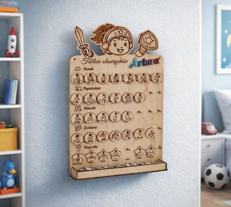 Tablica zadań i obowiązków dziecka – Planer motywacyjny z imieniem | Rycerz